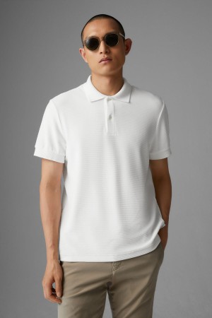 BOGNER Flash Corduroy Polo Shirt Off-white | HKTUN-8506