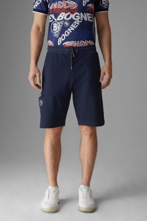 BOGNER Sport Linos Sweat Shorts Navy Blau | MHPDN-1038