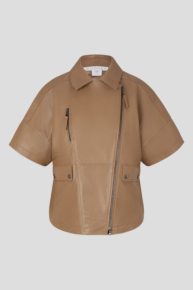 BOGNER Amila Kurzes-sleeved Leder Jacket Camel | FVTPB-9762