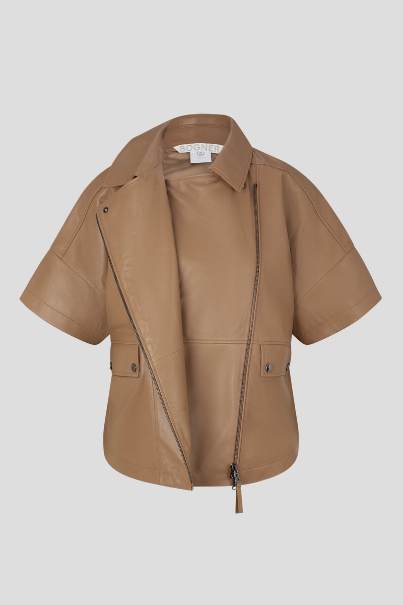 BOGNER Amila Kurzes-sleeved Leder Jacket Camel | FVTPB-9762