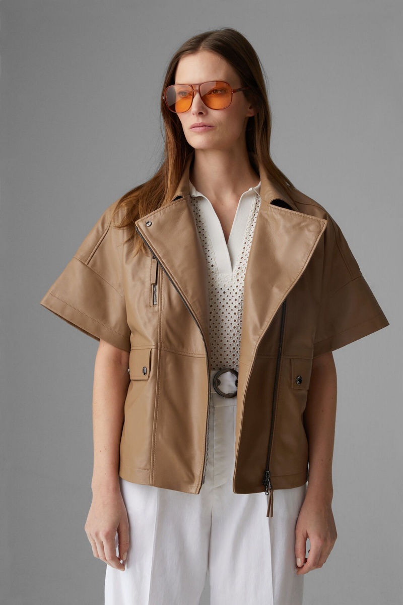 BOGNER Amila Kurzes-sleeved Leder Jacket Camel | FVTPB-9762