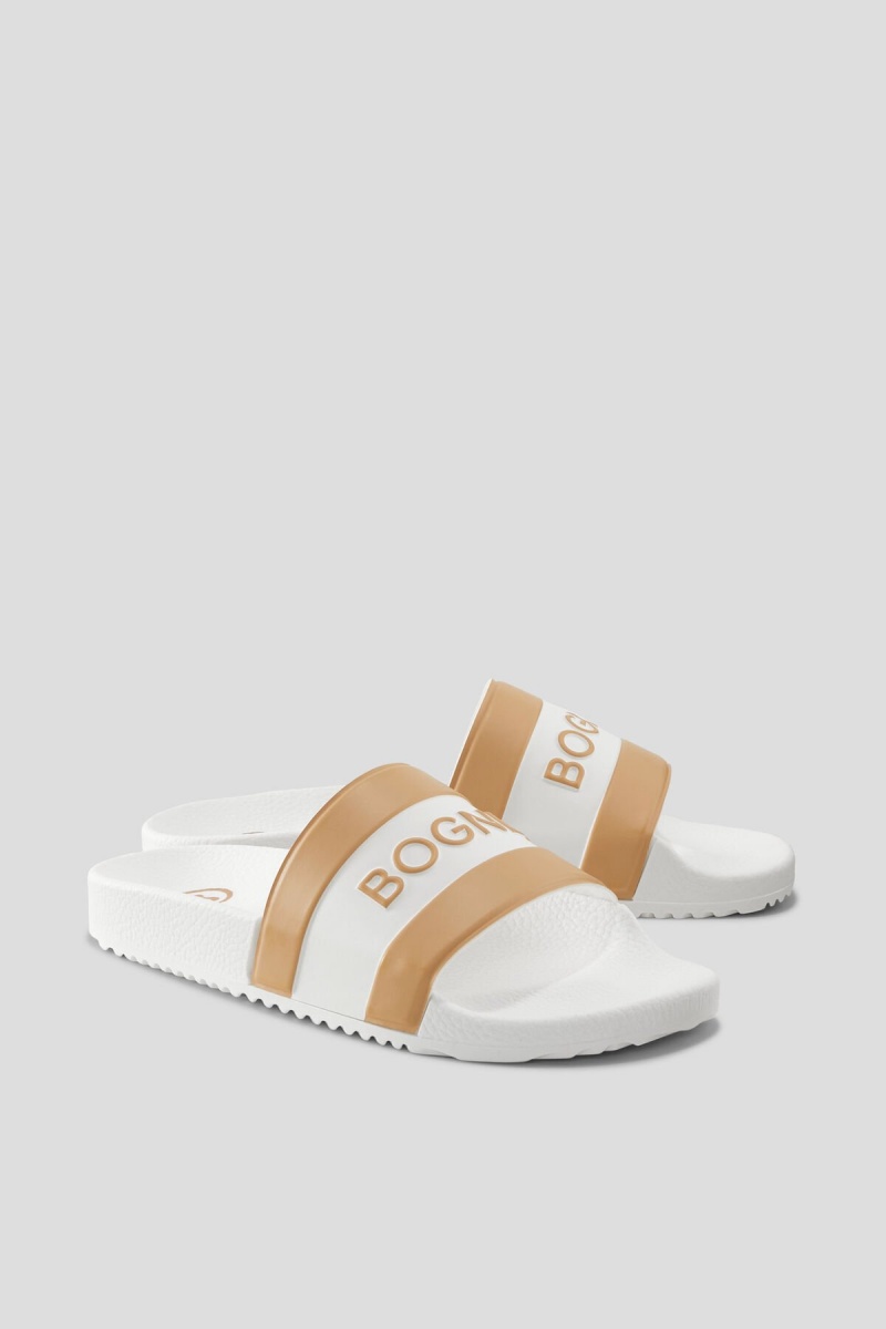BOGNER Belize Slides Weiß Beige | JONBT-0972