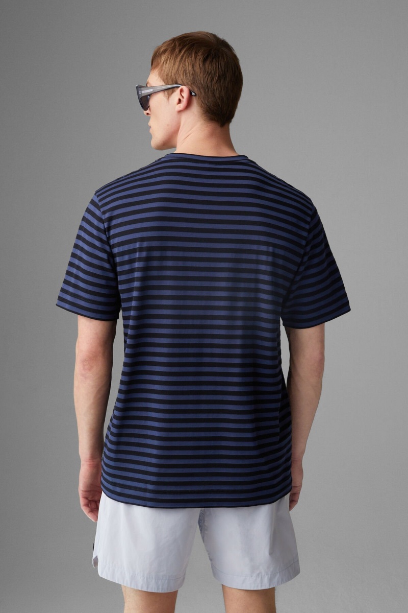BOGNER Charlie T-shirt Navy Blau Schwarz | YJZSR-7309