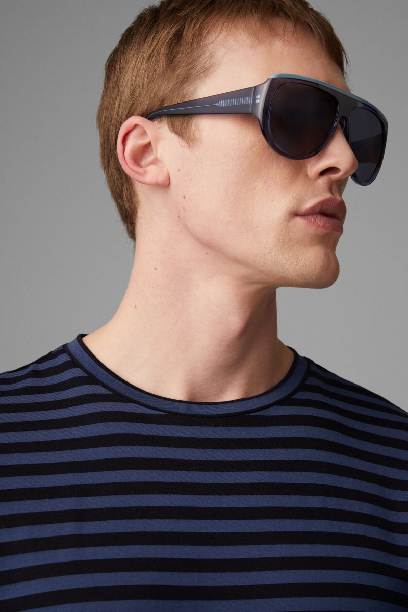 BOGNER Charlie T-shirt Navy Blau Schwarz | YJZSR-7309