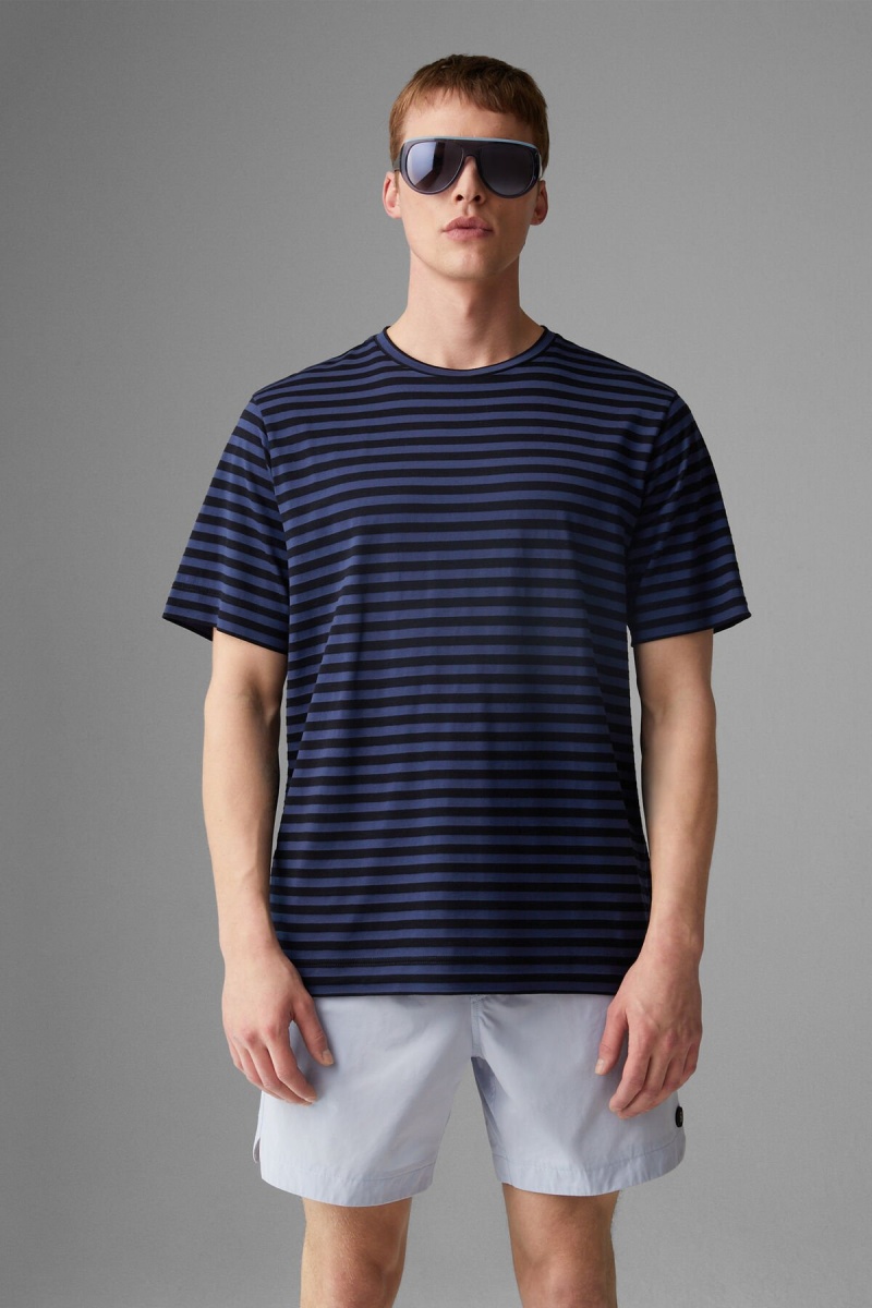 BOGNER Charlie T-shirt Navy Blau Schwarz | YJZSR-7309