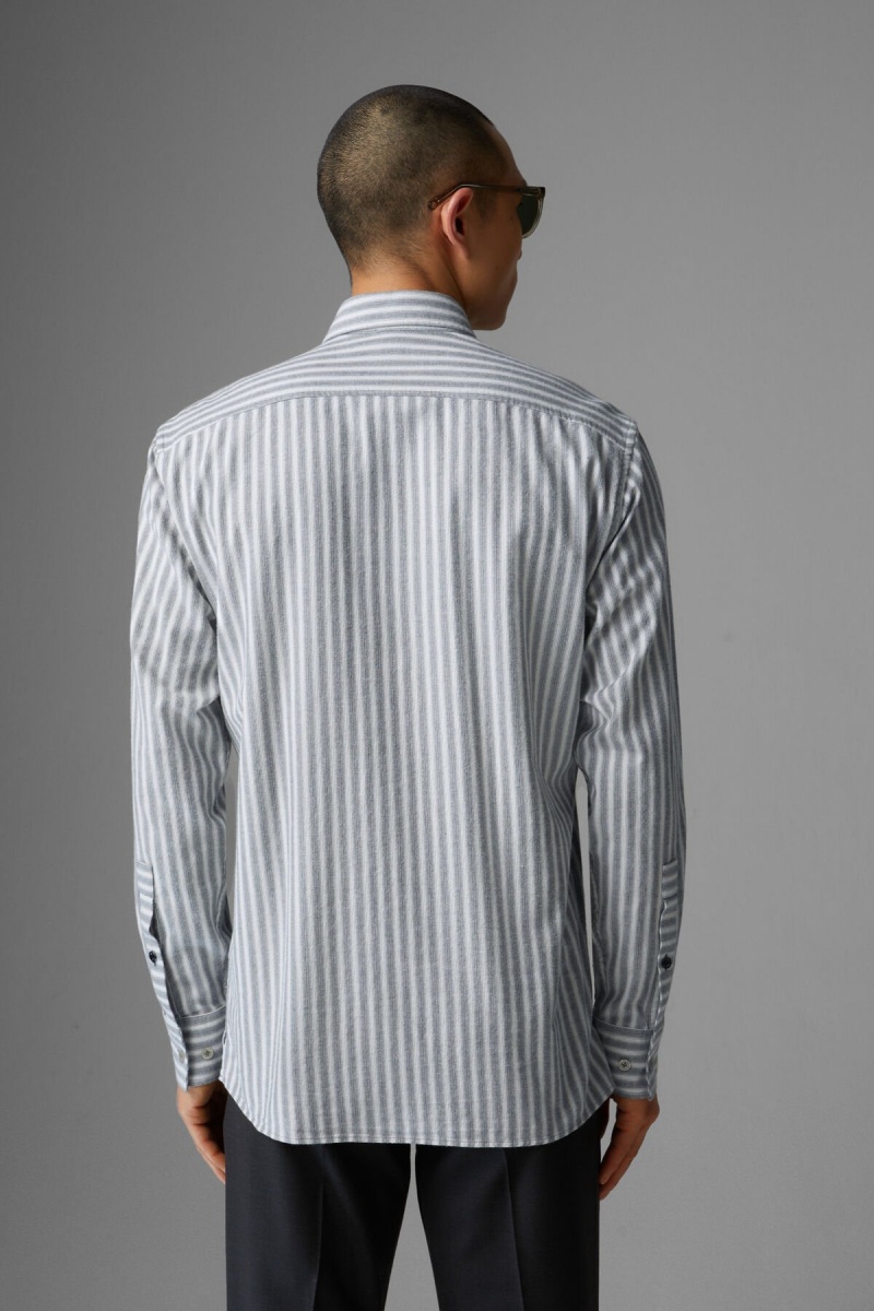 BOGNER Clive Flannel Shirt Off-white / Gray | VXUOY-9426