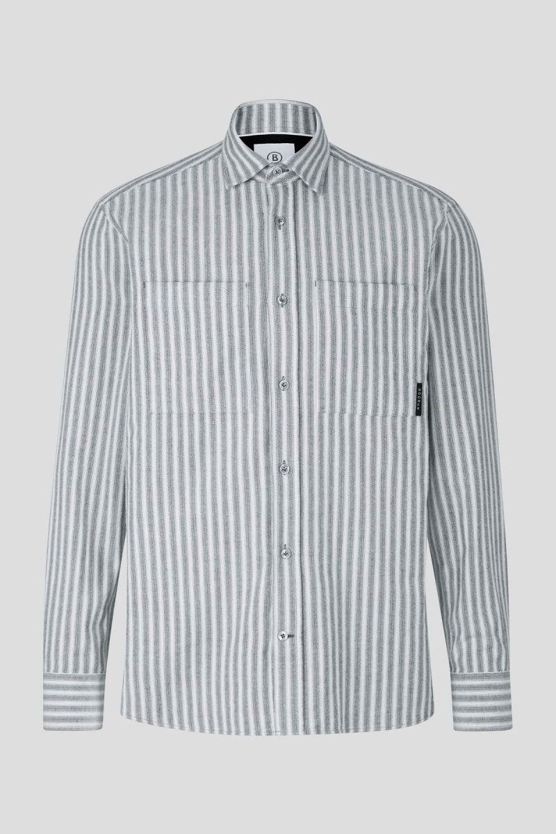 BOGNER Clive Flannel Shirt Off-white / Gray | VXUOY-9426