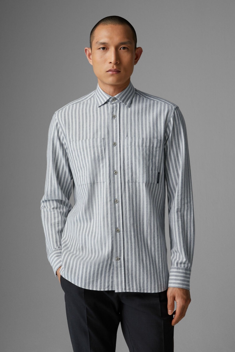 BOGNER Clive Flannel Shirt Off-white / Gray | VXUOY-9426