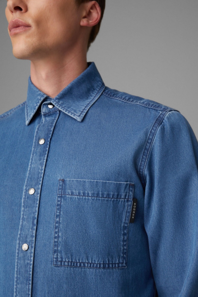 BOGNER Dean Denim Shirt Blau | PEMTA-8034