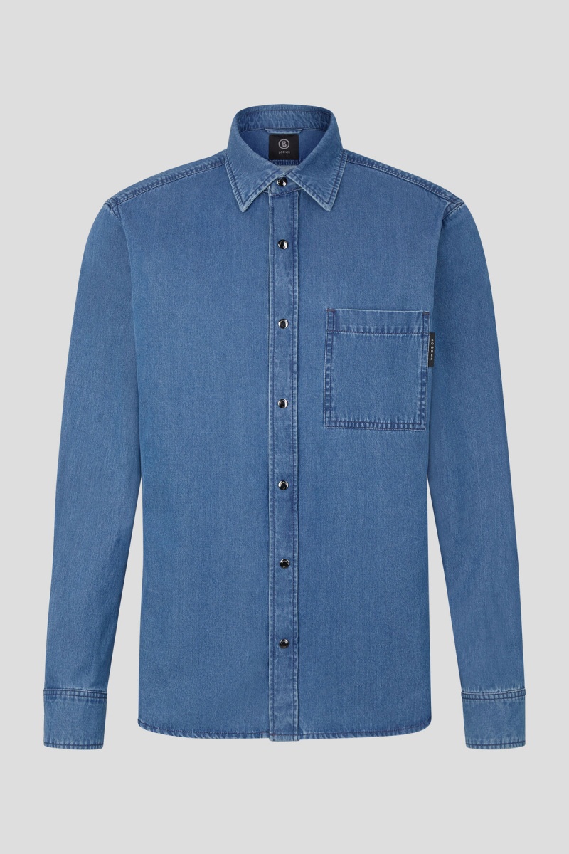 BOGNER Dean Denim Shirt Blau | PEMTA-8034