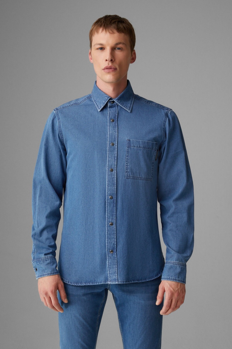 BOGNER Dean Denim Shirt Blau | PEMTA-8034