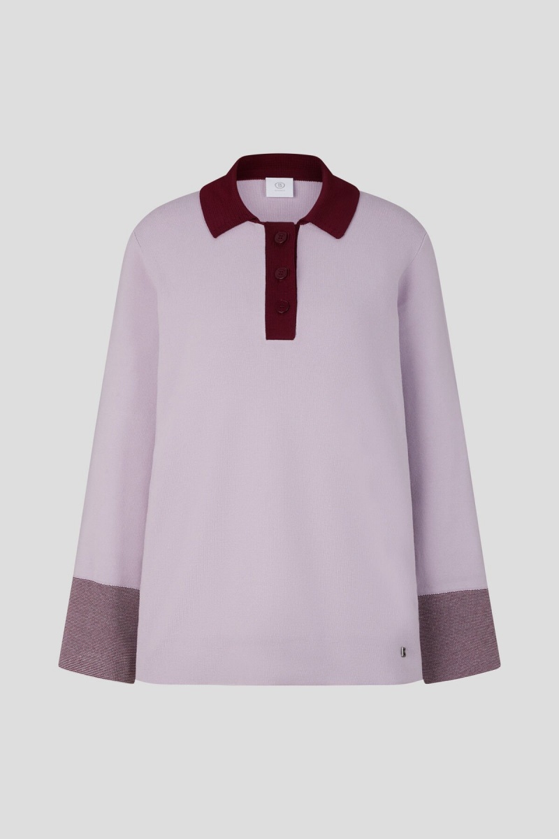 BOGNER Edyta Knit Polo Shirt Lilac | QWRGA-8534