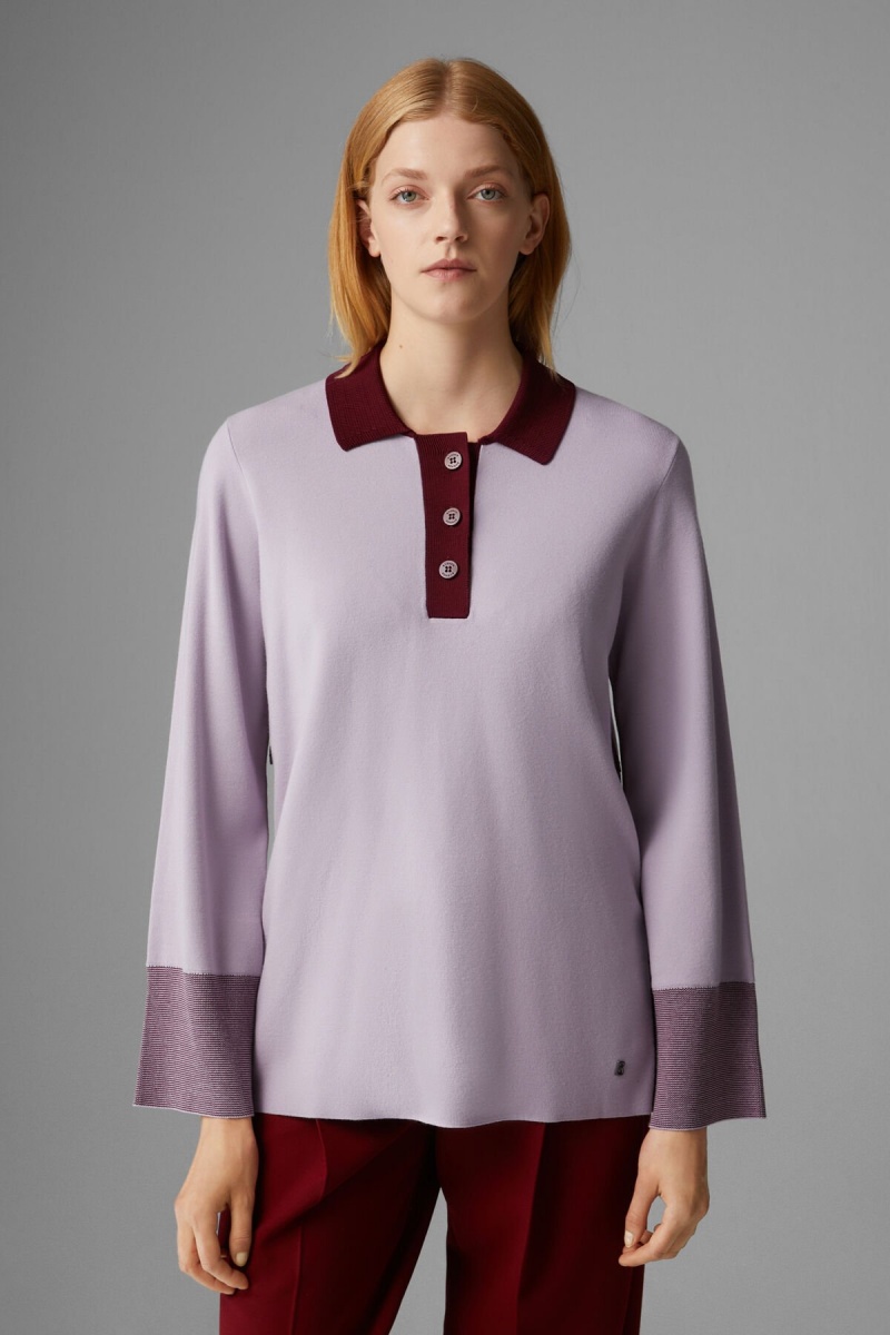 BOGNER Edyta Knit Polo Shirt Lilac | QWRGA-8534