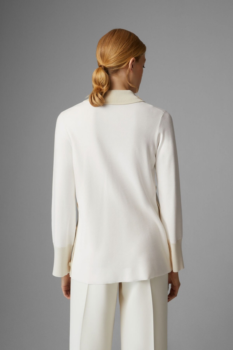BOGNER Edyta Knit Polo Shirt Off-white | IPXZS-2396