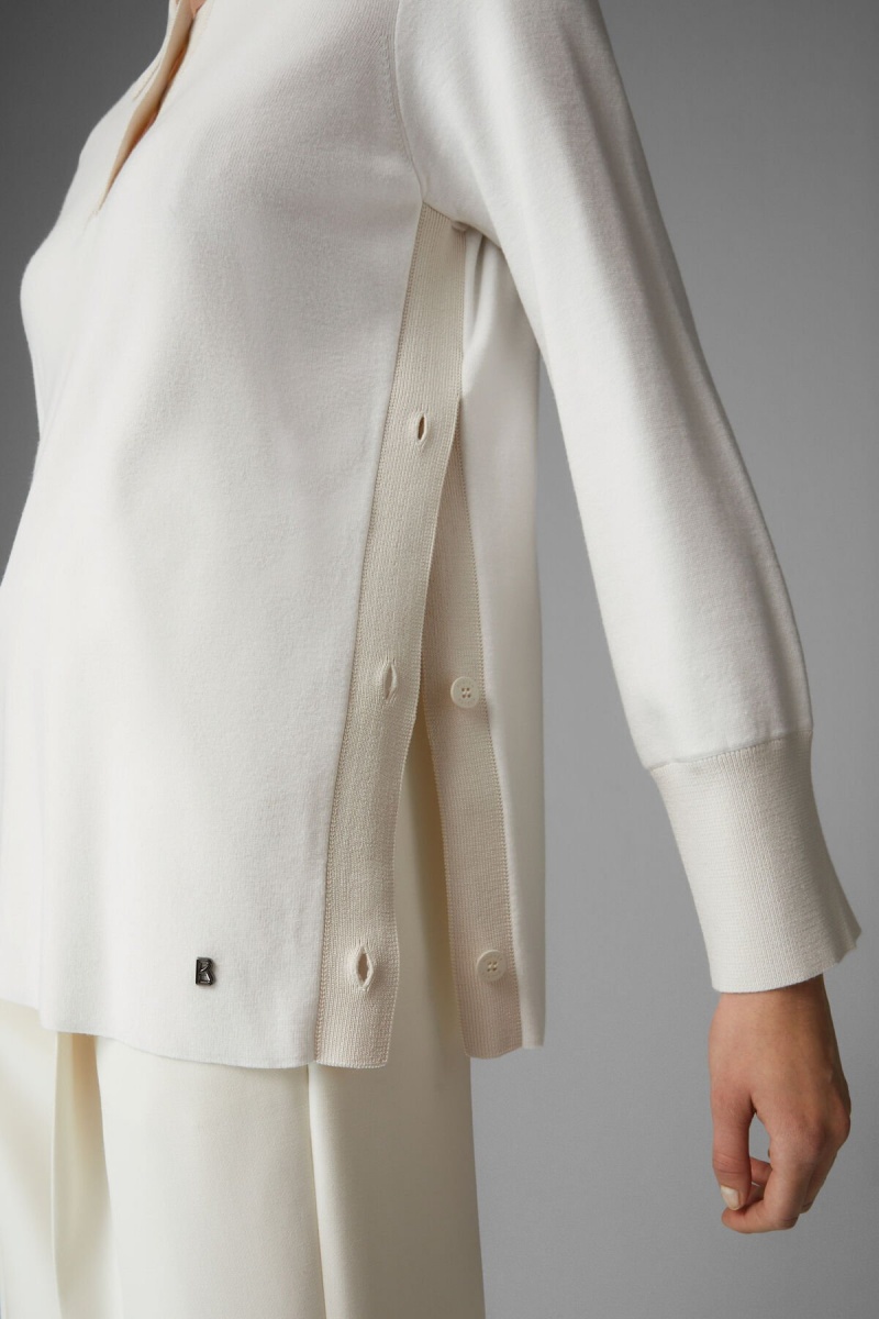 BOGNER Edyta Knit Polo Shirt Off-white | IPXZS-2396