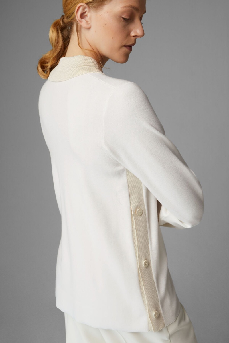 BOGNER Edyta Knit Polo Shirt Off-white | IPXZS-2396