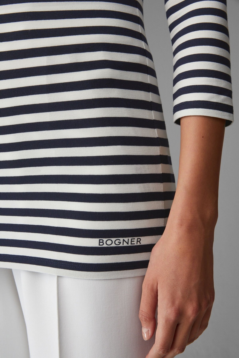 BOGNER Louna Longsleeve Navy Blau Weiß | DWBSG-7502
