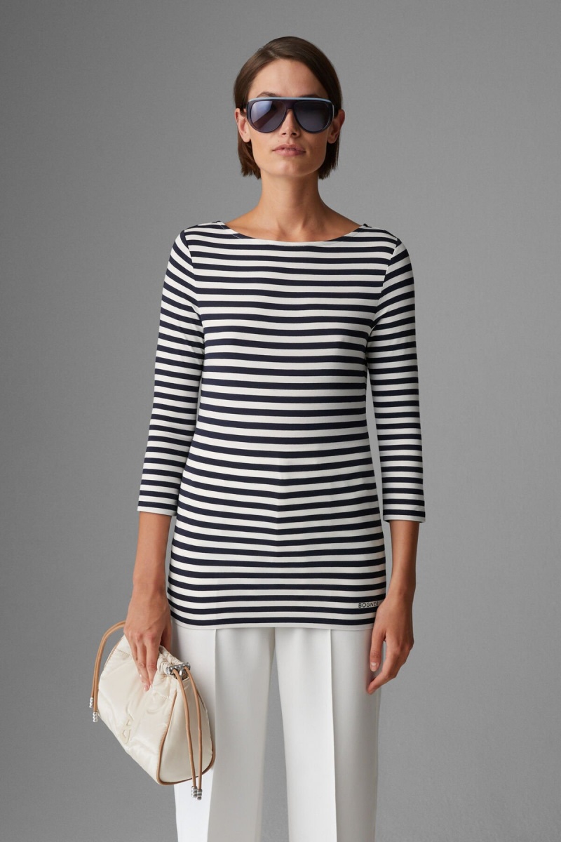 BOGNER Louna Longsleeve Navy Blau Weiß | DWBSG-7502