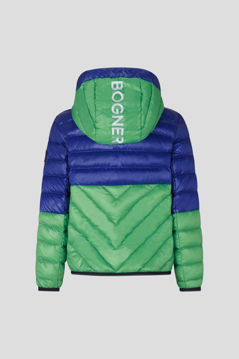 BOGNER Matti Kids Laufschuhe Down Jacket Blau Grün | ULNHR-8015