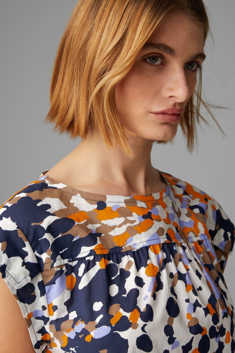 BOGNER Nine Blouse Navy Blau Orange | UXNHQ-9850
