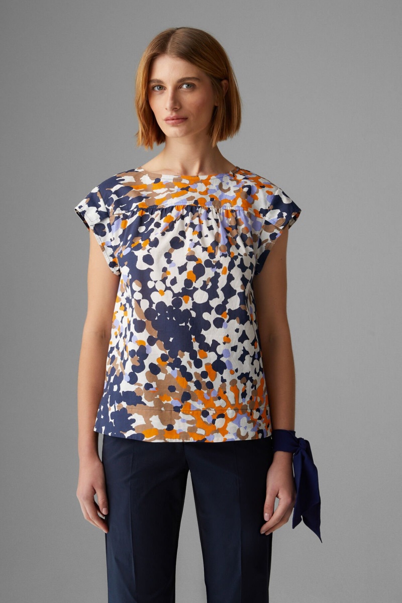 BOGNER Nine Blouse Navy Blau Orange | UXNHQ-9850