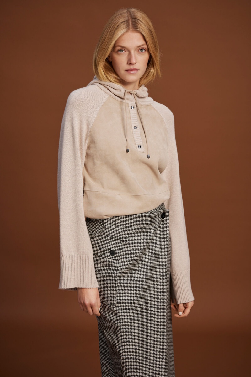 BOGNER Ohana Leder Knit Pullover Beige | TJDGI-7352