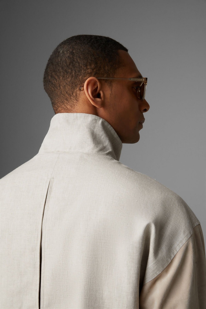 BOGNER Paolo Linen And Leder Blouson Sand | BQNDU-3157