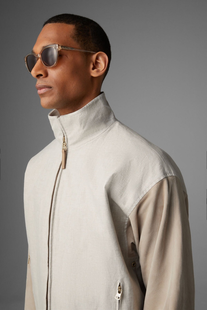 BOGNER Paolo Linen And Leder Blouson Sand | BQNDU-3157