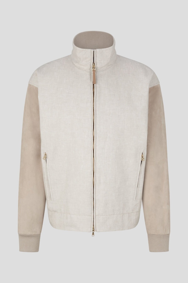BOGNER Paolo Linen And Leder Blouson Sand | BQNDU-3157