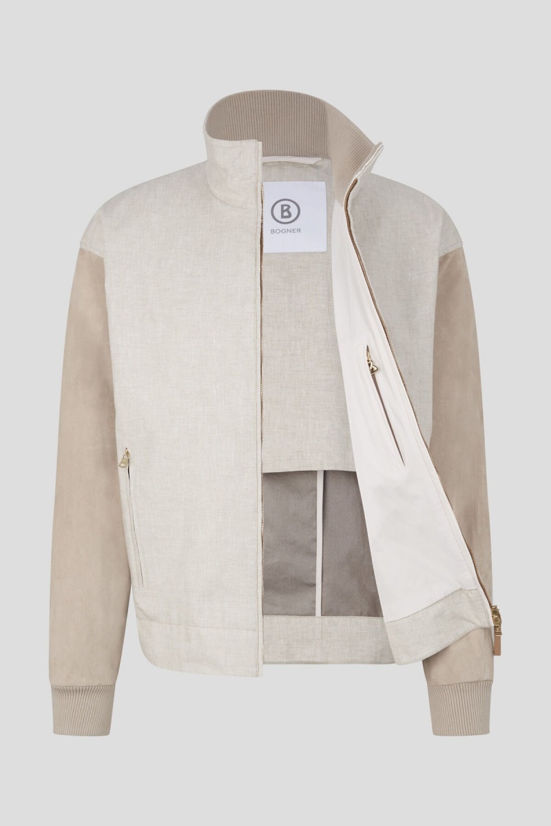 BOGNER Paolo Linen And Leder Blouson Sand | BQNDU-3157