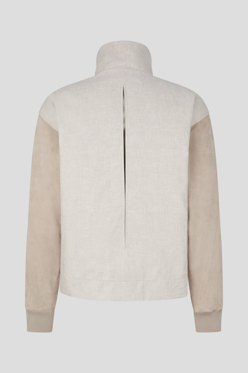 BOGNER Paolo Linen And Leder Blouson Sand | BQNDU-3157