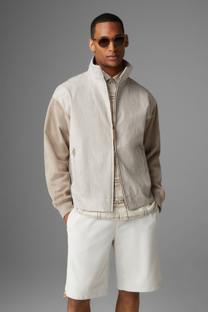 BOGNER Paolo Linen And Leder Blouson Sand | BQNDU-3157
