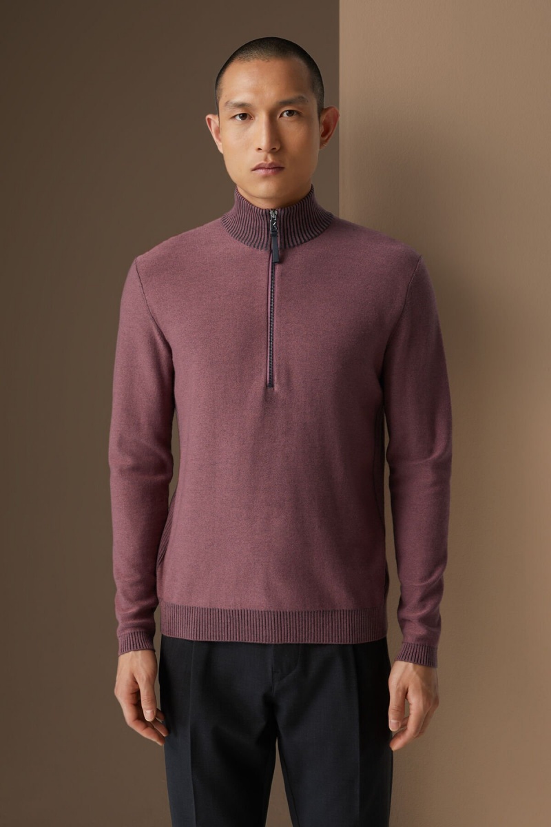 BOGNER Patryk Half-zip Pullover Rot | GHXIS-5693