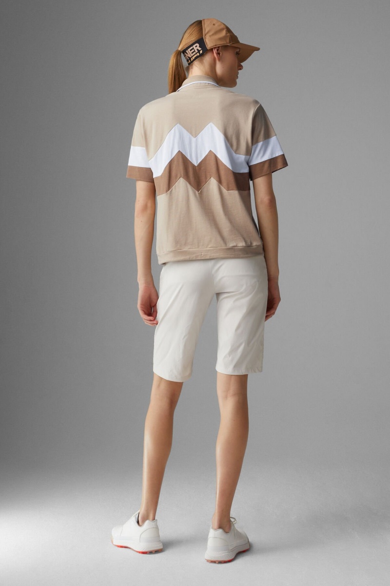 BOGNER Sport Anabel Polo Shirt Beige Weiß | OBUWM-4903