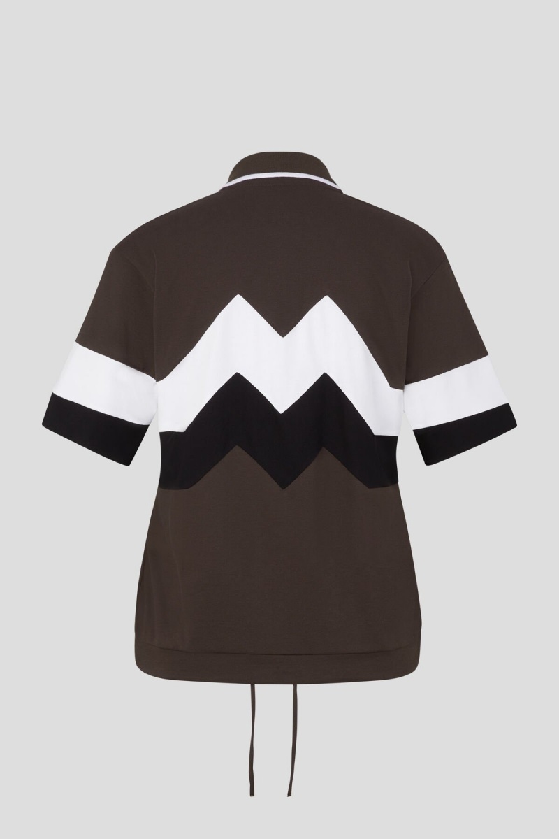 BOGNER Sport Anabel Polo Shirt Braun Schwarz Weiß | OUMYJ-5681