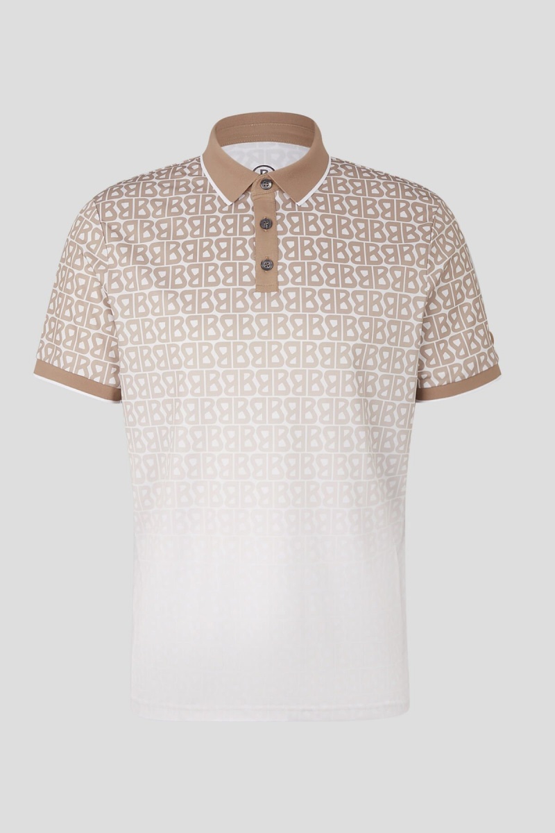 BOGNER Sport Arno Functional Polo Shirt Braun Weiß | XAWZN-8745