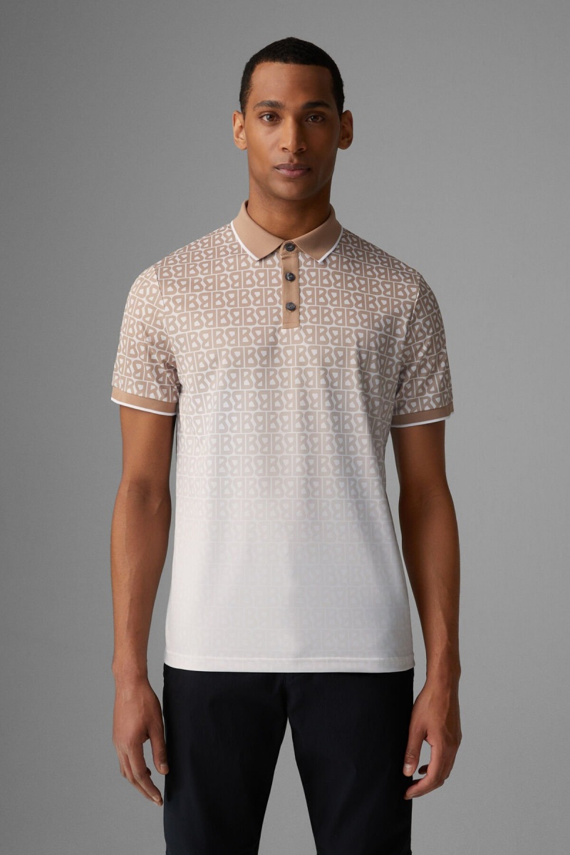 BOGNER Sport Arno Functional Polo Shirt Braun Weiß | XAWZN-8745