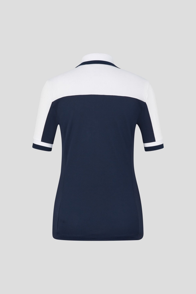 BOGNER Sport Carolin Functional Polo Shirt Dunkelblau Weiß | BPUSC-6058