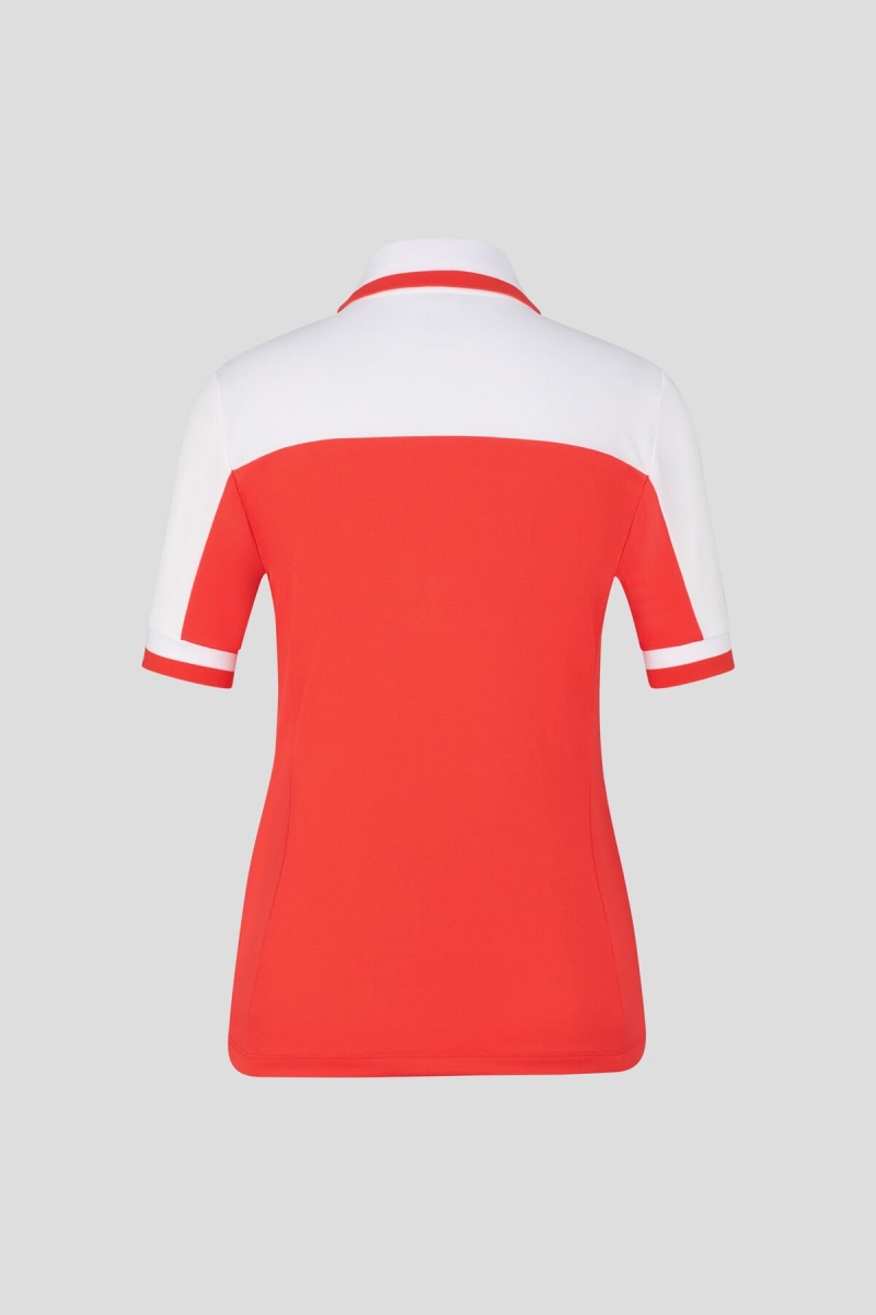 BOGNER Sport Carolin Functional Polo Shirt Rot Weiß | UMNYO-7132