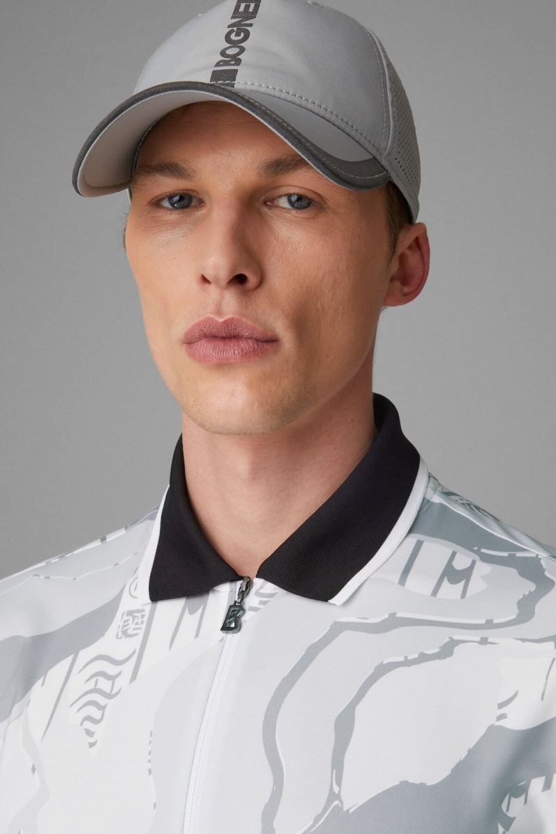 BOGNER Sport Cody Functional Polo Shirt Gray / Off-white | OGFKY-4280