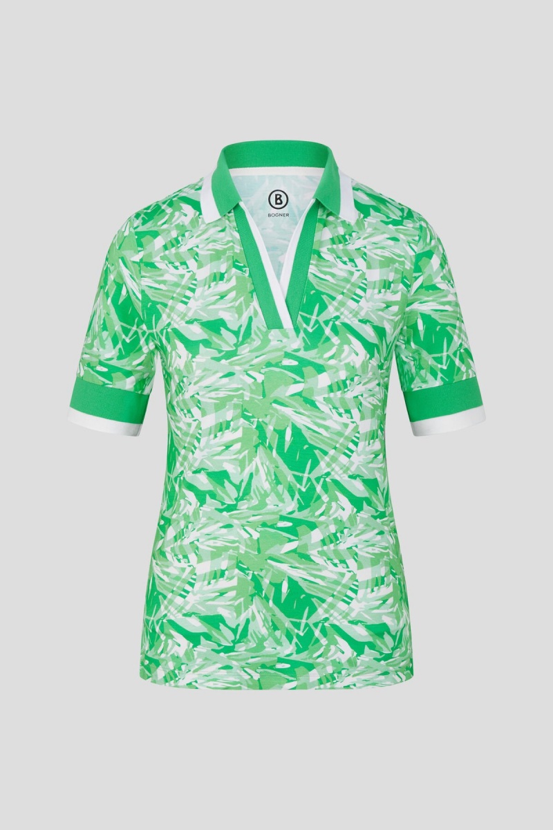 BOGNER Sport Elonie Functional Polo Shirt Grün Weiß | SLCPI-1325