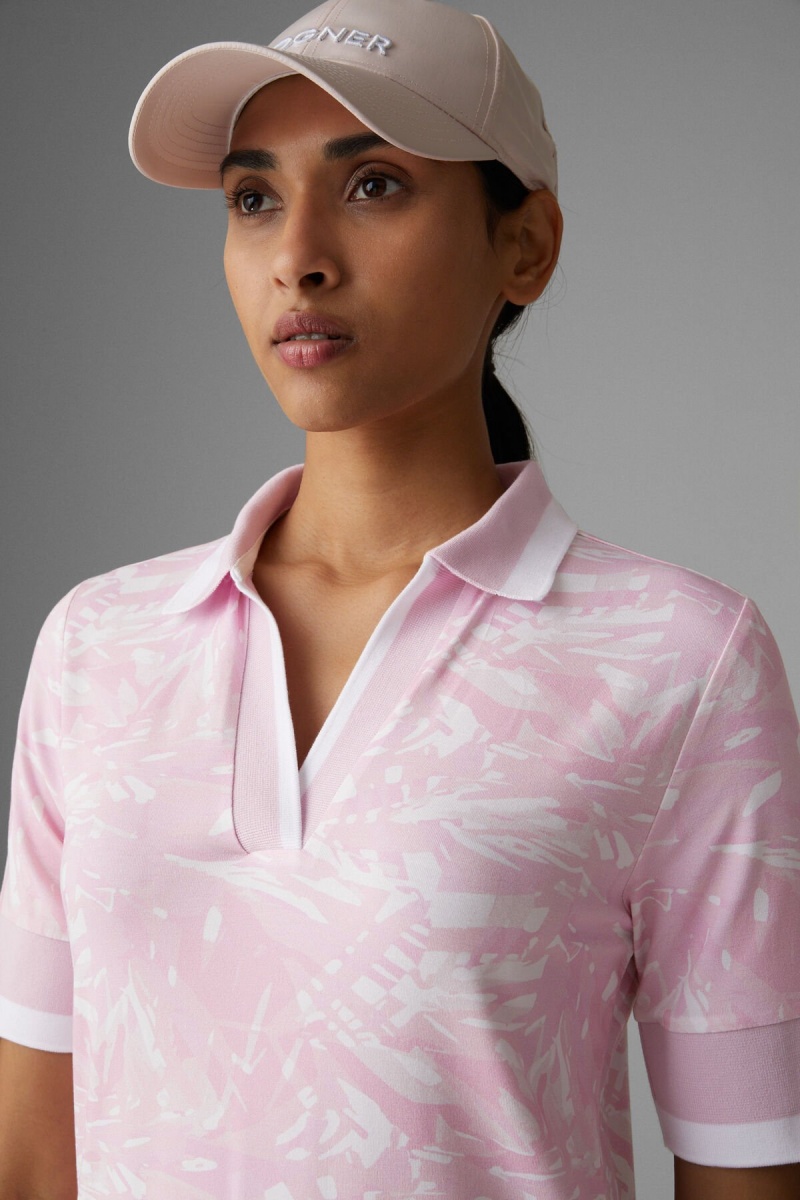 BOGNER Sport Elonie Functional Polo Shirt Rosa Weiß | DUZYV-7940