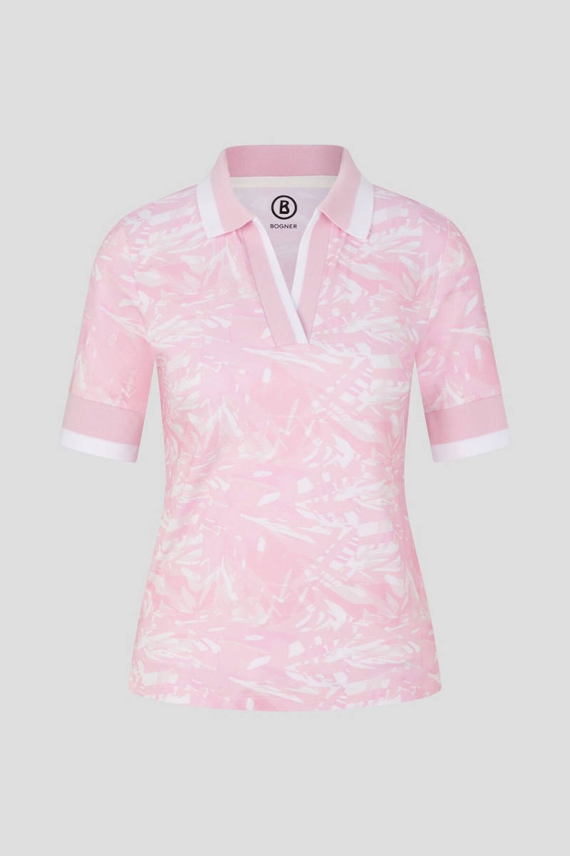 BOGNER Sport Elonie Functional Polo Shirt Rosa Weiß | DUZYV-7940