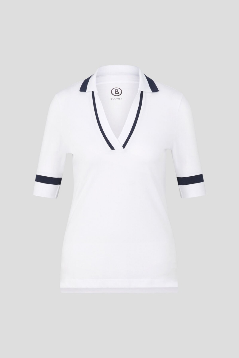 BOGNER Sport Elonie Functional Polo Shirt Weiß | ALFCW-7138