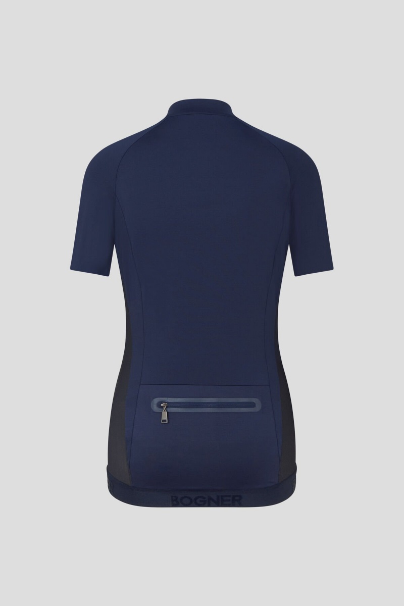 BOGNER Sport Fritzi Bike Shirt Navy Blau Orange | AJXVH-9715