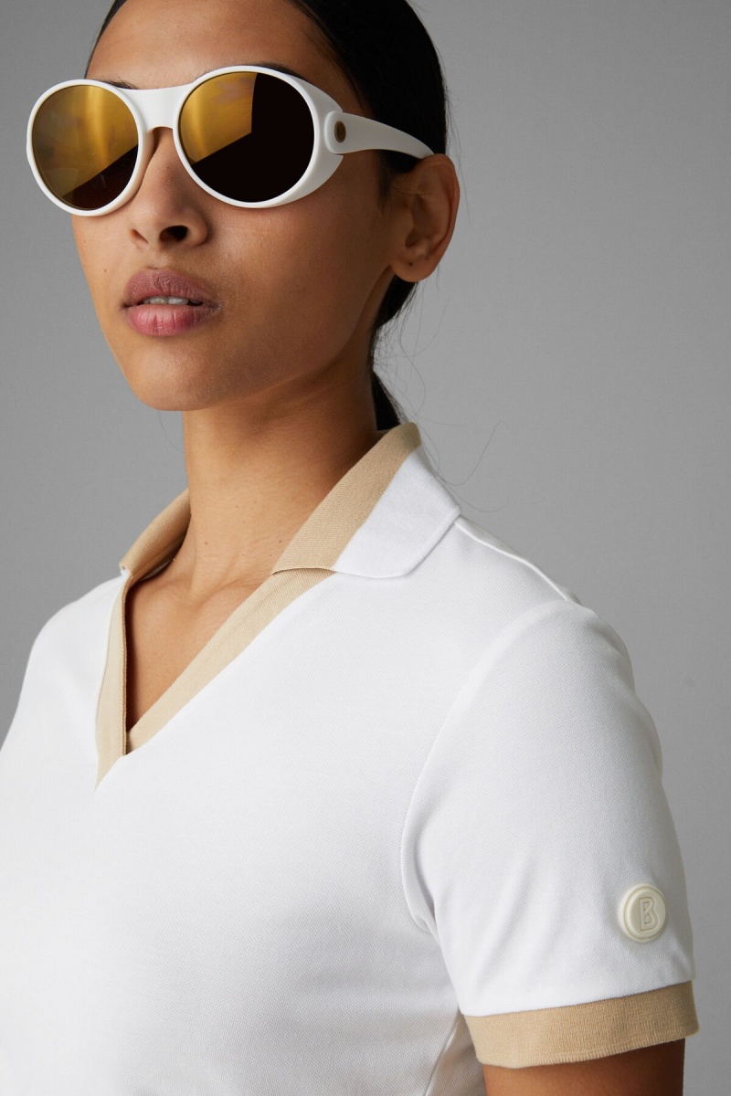BOGNER Sport Luma Functional Polo Shirt Weiß Beige | MFINB-4328