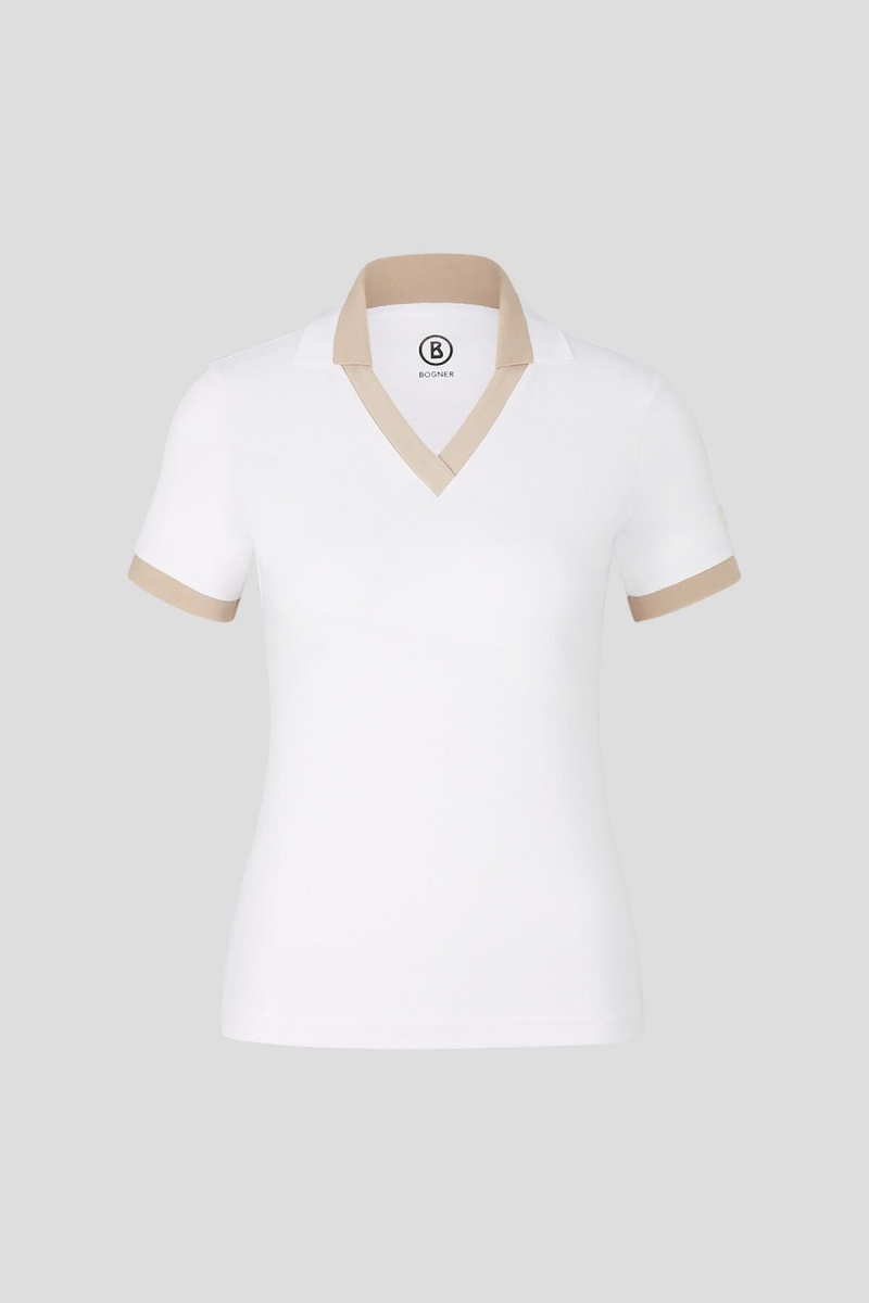 BOGNER Sport Luma Functional Polo Shirt Weiß Beige | MFINB-4328