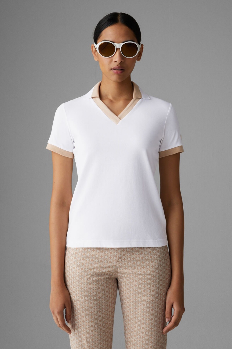 BOGNER Sport Luma Functional Polo Shirt Weiß Beige | MFINB-4328