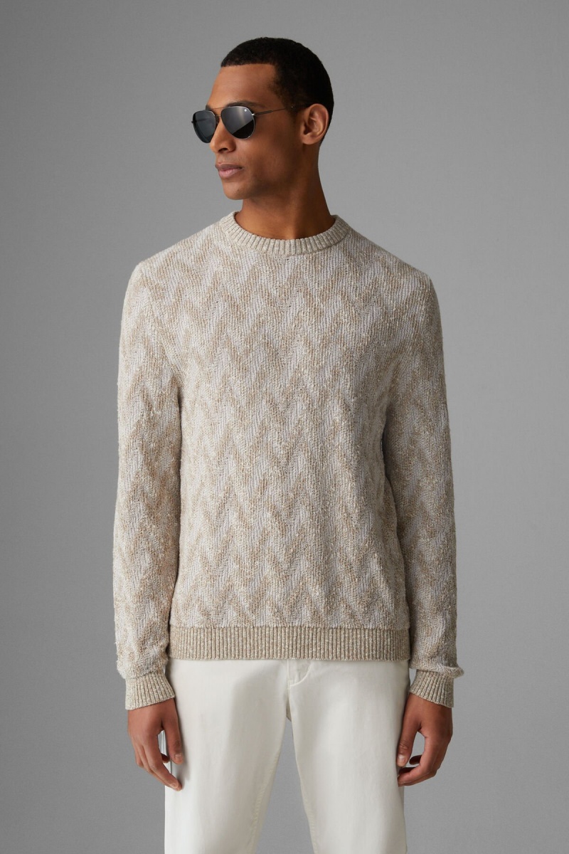 BOGNER Steven Gestrickt Pullover Beige | YLOMH-2463