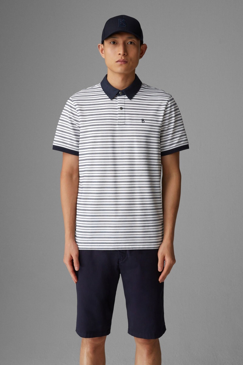 BOGNER Timo Polo Shirt Navy Blau Weiß | ZMKSQ-7903